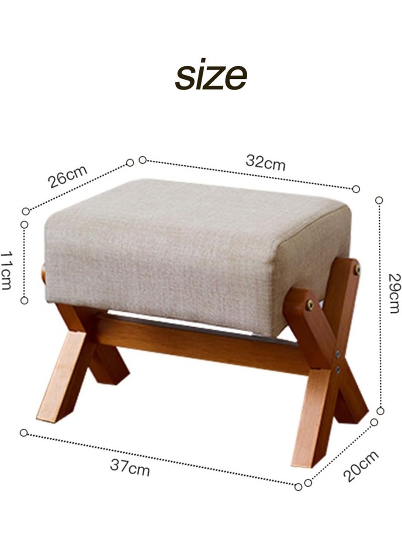 WALALLA Small Ottoman Footstool with Wooden Legs, Upholstered Footstool, Low Stool, Modern Rectangular Entryway Step Stool for Living Room, Couch, Desk - Image 3