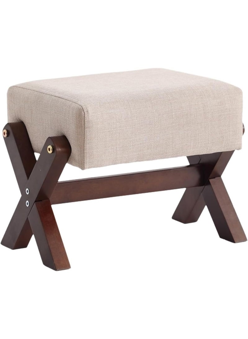 WALALLA Small Ottoman Footstool with Wooden Legs, Upholstered Footstool, Low Stool, Modern Rectangular Entryway Step Stool for Living Room, Couch, Desk - Image 1