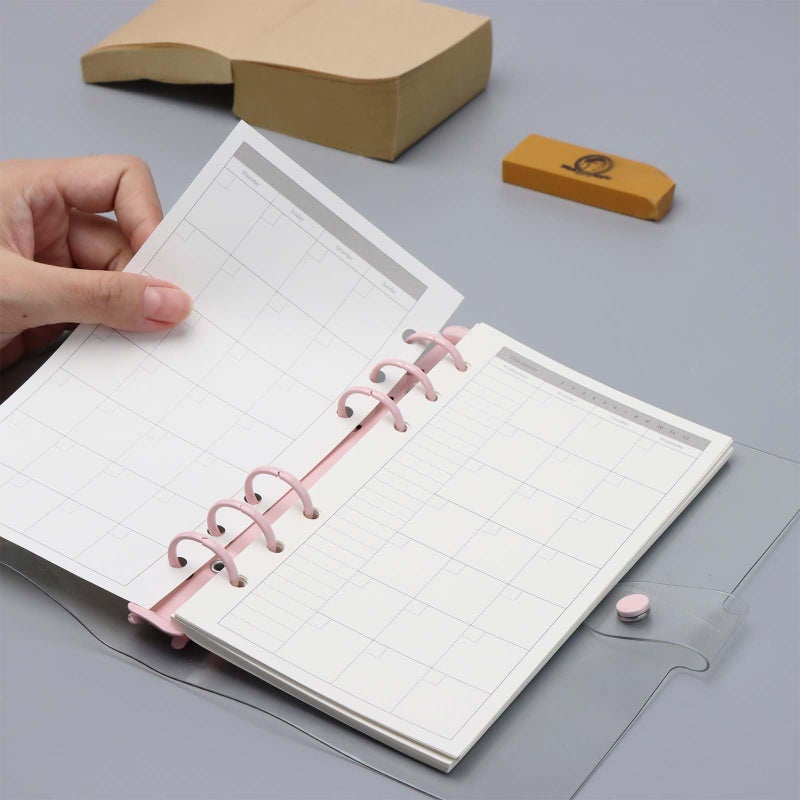 AxeWoodz A6 Refill Paper 4 Pack Undated Daily, Weekly, Monthly Plan and To Do List, Loose Leaf 6 Holes Filler Paper Planner Refills Binder Inserts - Image 5