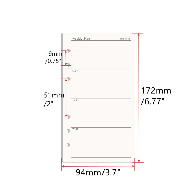 AxeWoodz A6 Refill Paper 4 Pack Undated Daily, Weekly, Monthly Plan and To Do List, Loose Leaf 6 Holes Filler Paper Planner Refills Binder Inserts - Image 2