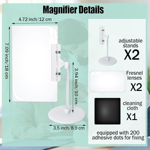 SADIKALO Magnifying Glass Sheet -2 Sets Full Page Magnifier for Reading with Stand Large Flexible Hands-Free Magnifying for Low Vision Elderly, Seniors,Book, Close, Crafts, Sewing, 7x5 inch, 3X - Image 2