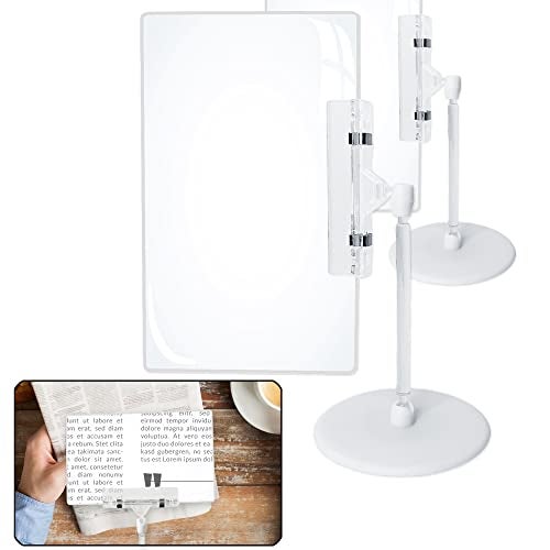 SADIKALO Magnifying Glass Sheet -2 Sets Full Page Magnifier for Reading with Stand Large Flexible Hands-Free Magnifying for Low Vision Elderly, Seniors,Book, Close, Crafts, Sewing, 7x5 inch, 3X - Image 1