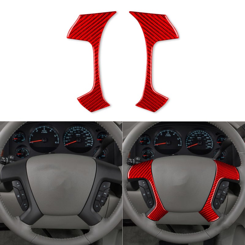 PJFUS Real Red Carbon Fiber Car Dashboard Control Side Panel Decoration Sticker Compatible with Chevrolet AvalancheSilverado LTZ 2007 2008 2009 2010 2011 2012 2013 Auto Premium Interior Accessories