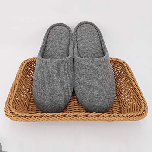ofoot Women's Non-Slip House Slippers - Lightweight Cotton Memory Foam Indoor Slip-On, Machine Washable & Foldable Travel Design for Home, Yoga, Narrow/Wide Fit Options (8-Dark Grey, US 9-10) - Image 4