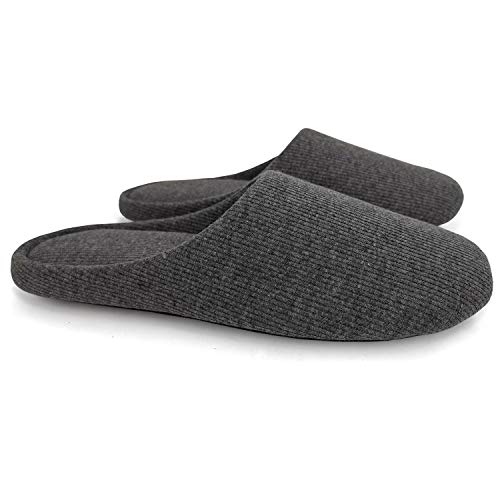 ofoot Women's Non-Slip House Slippers - Lightweight Cotton Memory Foam Indoor Slip-On, Machine Washable & Foldable Travel Design for Home, Yoga, Narrow/Wide Fit Options (8-Dark Grey, US 9-10) - Image 1