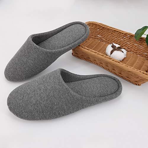 ofoot Women's Non-Slip House Slippers - Lightweight Cotton Memory Foam Indoor Slip-On, Machine Washable & Foldable Travel Design for Home, Yoga, Narrow/Wide Fit Options (8-Dark Grey, US 9-10) - Image 2