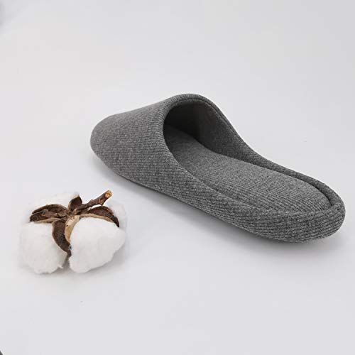 ofoot Women's Non-Slip House Slippers - Lightweight Cotton Memory Foam Indoor Slip-On, Machine Washable & Foldable Travel Design for Home, Yoga, Narrow/Wide Fit Options (8-Dark Grey, US 9-10) - Image 5
