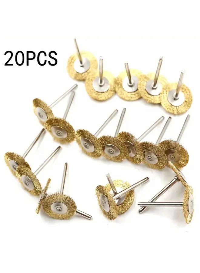 20 Pcs 25mm Brass Wire Brush Wheel Set For Dremel Rotating Tool Polishing - Image 1