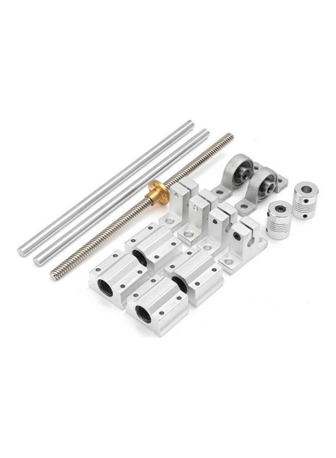 NIBEMINENT 15 Piece Optical Axis Guide Bearing Housings Linear Rail Shaft Support Screws Set Silver 50x5x10cm - Image 1