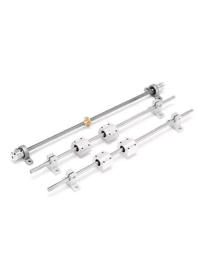 NIBEMINENT 15 Piece Optical Axis Guide Bearing Housings Linear Rail Shaft Support Screws Set Silver 50x5x10cm - Image 2