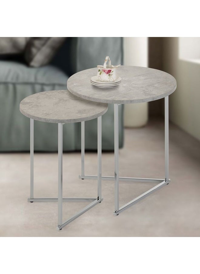 DANUBE HOME - Mesen set of 2 nesting table- Grey - Image 1