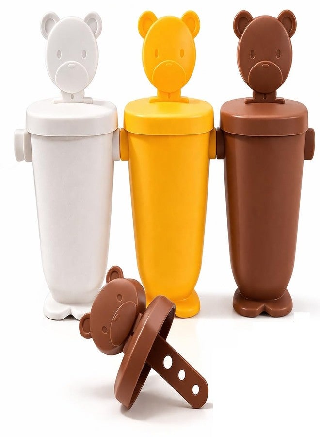 HPK Bear-Shaped Ice Cream/Popsicle Mold – 3 Pack, Silicone/Plastic, Kids & Homemade Frozen Treats - Image 1