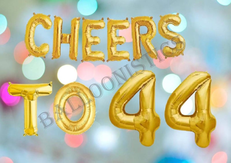 Balloonistics Cheers to Forty Four Foil Balloon Combo Number 44 Foil balloon for Birthday and Anniversary - Image 3