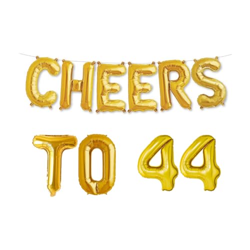 Balloonistics Cheers to Forty Four Foil Balloon Combo Number 44 Foil balloon for Birthday and Anniversary - Image 1
