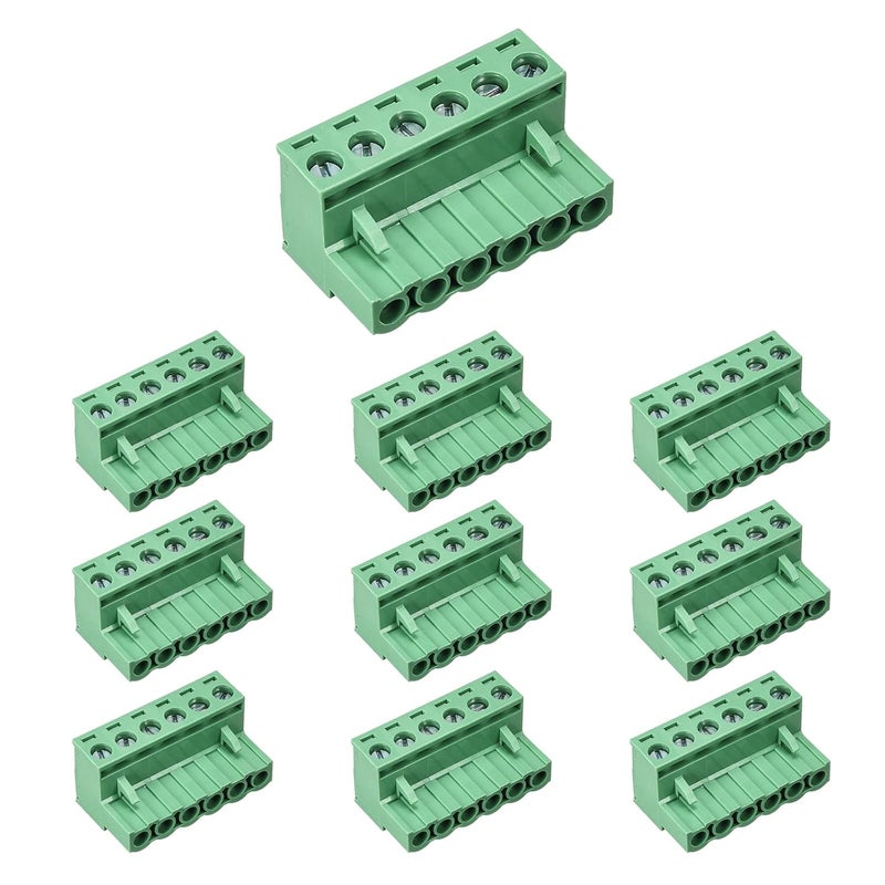 Cermant 10 قطع من موصل كتلة طرفية لولبية قابلة للتوصيل بزاوية PCB بمسافة 5.08 مم و6 أسنان، مقبس تثبيت على اللوحة DIY (10 قطع 6 أسنان) - Image 1
