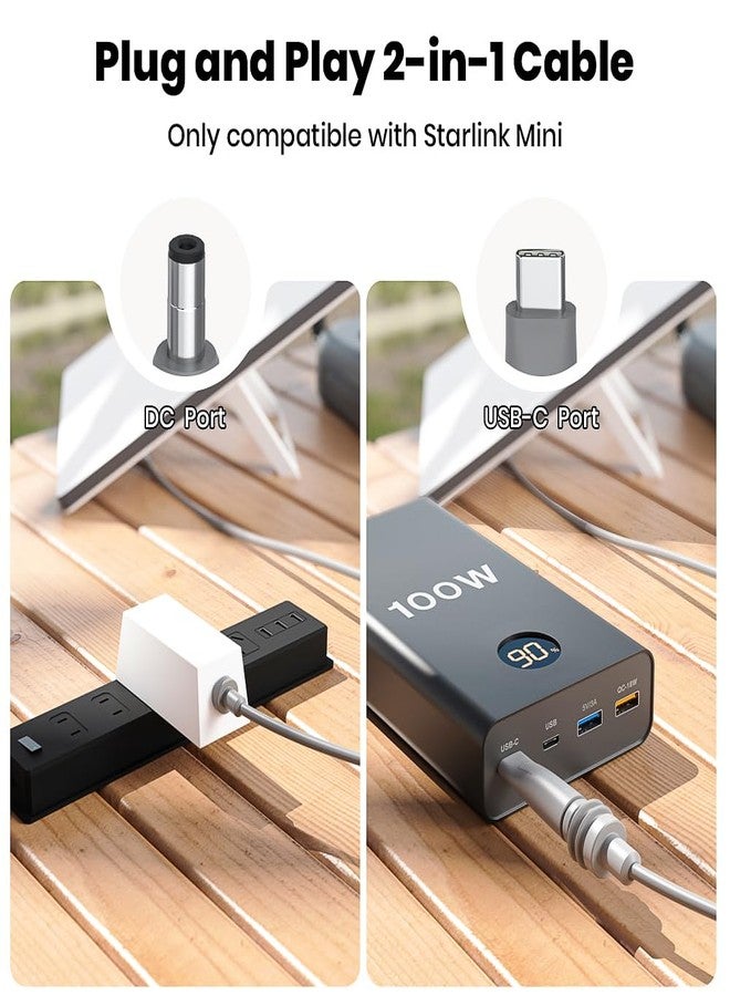 XTAR Starlink Mini Cable 2 in 1, 16.4FT/5M DC/USB C Charging + RJ45 Ethernet Cable for Starlink Mini Power Supply Waterproof - Image 3