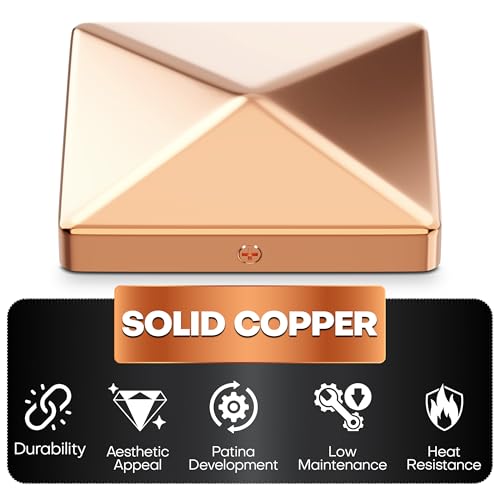 Decorex Hardware Solid Copper Heavy Duty Post Caps 5.5 x 5.5 for Actual 5.5" x 5.5" Wood Posts Corrosion-Resistant Fence Post Cap 2X Matching Copper Plated Screws Weatherproof Post Covers for Porch Deck - Image 5