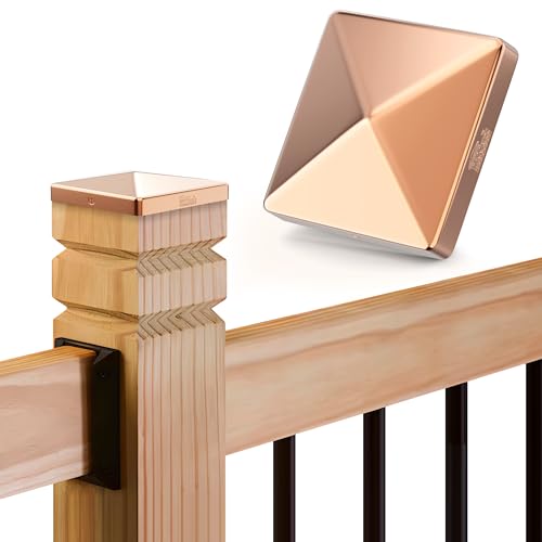 Decorex Hardware Solid Copper Heavy Duty Post Caps 5.5 x 5.5 for Actual 5.5" x 5.5" Wood Posts Corrosion-Resistant Fence Post Cap 2X Matching Copper Plated Screws Weatherproof Post Covers for Porch Deck - Image 3
