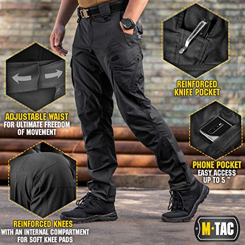 M-Tac Aggressor Flex Tactical Cargo Pants for Men – Durable Rip-Stop Cargo Work Trousers with Reinforced Knees, Stretch Fit and Outdoor Comfort (Black, 38/34) - Image 5