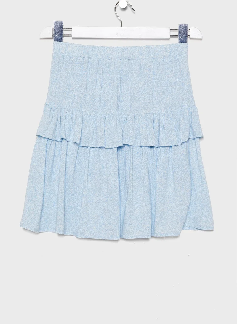 NAME IT Kids Layered Ruffle Trim Printed Skirt