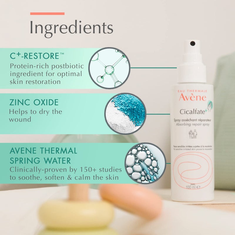 Avene Cicalfate+ Absorbing Soothing Spray to dry and restore irritated, sensitive skin, helps restore skin barrier, safe for infants, children and adults - Image 4