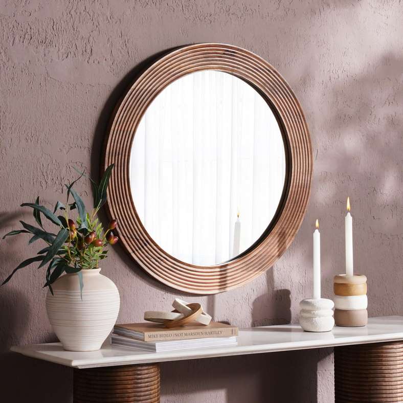 Pan Home مرآة كونسل أرينا - أبيض وبني