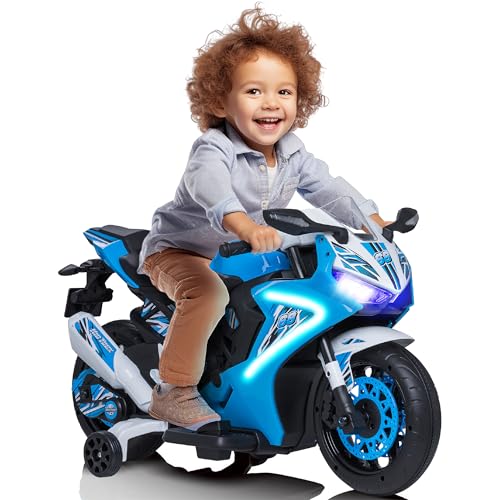 Kid Trax 6V Glow Electric Toddler Kids Motorcycle  Toddler Bike IndoorOutdoor Toys Durable LED Headlights and Body Light Realistc Sounds Kids Ride On Toys Max Weight 65lbs Ages 3 Blue - Image 5