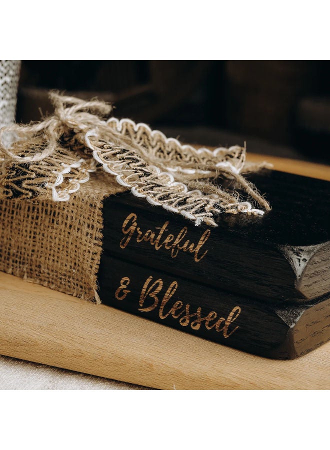 Words Co. Grateful Ribboned  Wood Book - Image 1