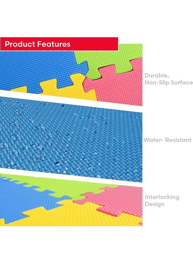 MOMENT [4 Pack] Interlocking Eva Foam Floor Play Mat For Home Gym, Yoga Mat 60 X 60Cm, Puzzle Exercise Floor Mat, Workout Equipment, Or Child'S Play Surface - Set Of 4, [Multicolor] - Image 3