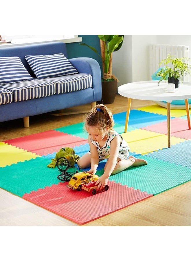 MOMENT [4 Pack] Interlocking Eva Foam Floor Play Mat For Home Gym, Yoga Mat 60 X 60Cm, Puzzle Exercise Floor Mat, Workout Equipment, Or Child'S Play Surface - Set Of 4, [Multicolor] - Image 5