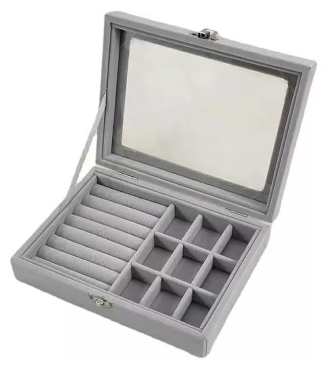 Shein Jewelry Organizer for Rings, Earrings, Necklaces - Jewelry Box, Travel Jewelry Bag for Women, Jewelry and Accessories Storage Organizer - Silver - Image 1