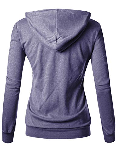 GIVON Women's Lightweight Zip Up Hoodie – Long Sleeve Thin Casual Hooded Jacket, Plus DCF200-LAVENDER-M - Image 3