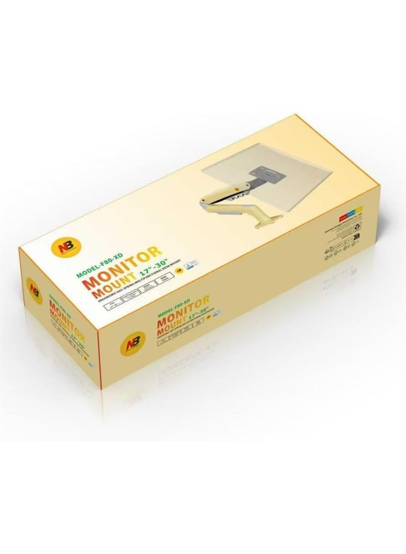 NB ERGONOMIC Universal Monitor Stand Single Arm Swivel Monitor Stand with Gas Spring Arm for 17-30 Inch (2K-9K) Computer Monitors F80-XD Volcanic Yellow - Image 2