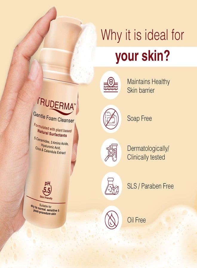 Regaliz Truderma Gentle Foam Cleanser | With Ceramides, Hyaluronic Acid, CICA & Calendula Extract | Gentle Foaming Face Wash for Sensitive, Dry & Normal Skin | 140 ml - Image 3