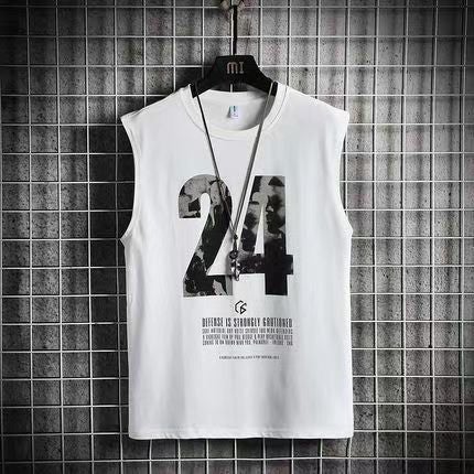 2021 New Mens ins Sports Vest No. 24 Jersey Sports Basketball Clothes Sleeveless T-shirt Horse Clip Shirt 24 white.  - Image 1