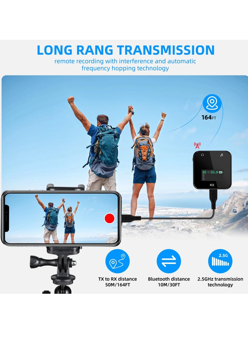 ميكروفون لافاليير لاسلكي 2.4G (2TX + 1RX) لجهاز iPhone/Android - ميكروفون صغير للتثبيت للمقابلات الاحترافية، يوتيوب وبث مباشر على فيسبوك - Image 2
