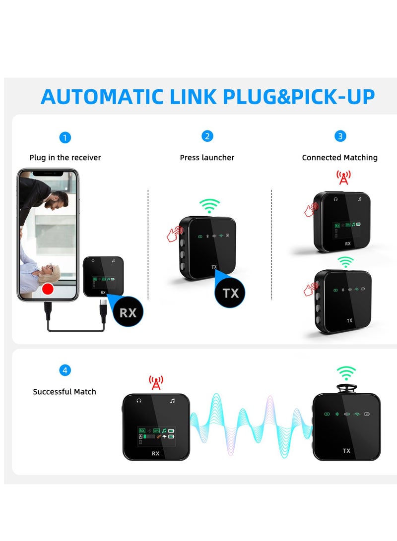 ميكروفون لافاليير لاسلكي 2.4G (2TX + 1RX) لجهاز iPhone/Android - ميكروفون صغير للتثبيت للمقابلات الاحترافية، يوتيوب وبث مباشر على فيسبوك - Image 5