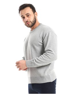 Andora Classic Round Collar Slip On Knitted Grey Pullover  - Image 3