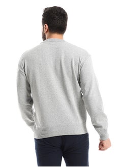 Andora Classic Round Collar Slip On Knitted Grey Pullover  - Image 4