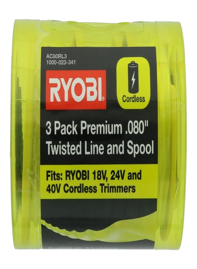 Ryobi One PLUS+ AC80RL3 OEM .080” Twisted Line and Spool Replacement for Ryobi 18v, 24v, and 40v Cordless Trimmers (3 Pack) - Image 5