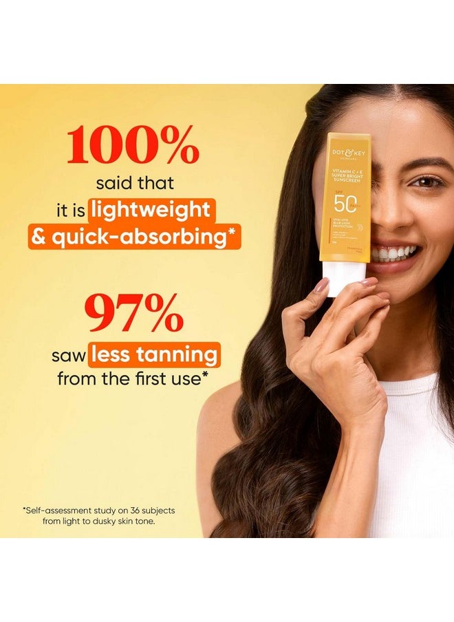 Dot & Key Dot & Key Vitamin C+E Super Bright Sunscreen Spf 50 Pa+++ - 50g & Dot & Key Vitamin C + E Super Bright Gel Face Wash | For Normal Skin | Skin Care Combo | For Women & Men  - Image 4