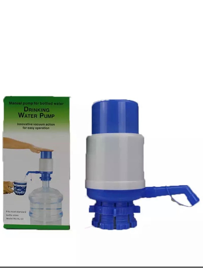 مضخة مياه يدوية، مضخة مياه سهلة الشرب، مضخة مياه يدوية سهلة الحمل والنقل من أجل مبردات زجاجات 2-5 جالون (بيضاء/أزرق)