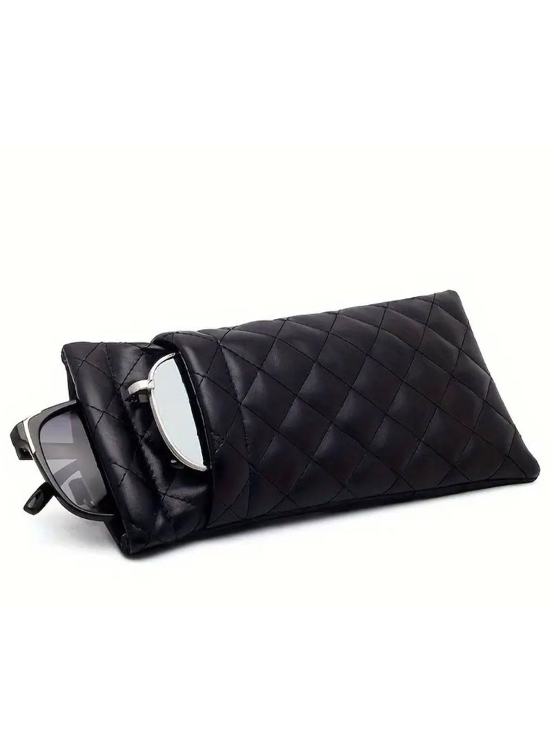 CleanWave - The Pure Effect Luxury Black PU Leather Glasses Case – Soft Protective Pouch for Sunglasses & Eyeglasses | Unisex Portable Squeeze Eyewear Holder - Image 4