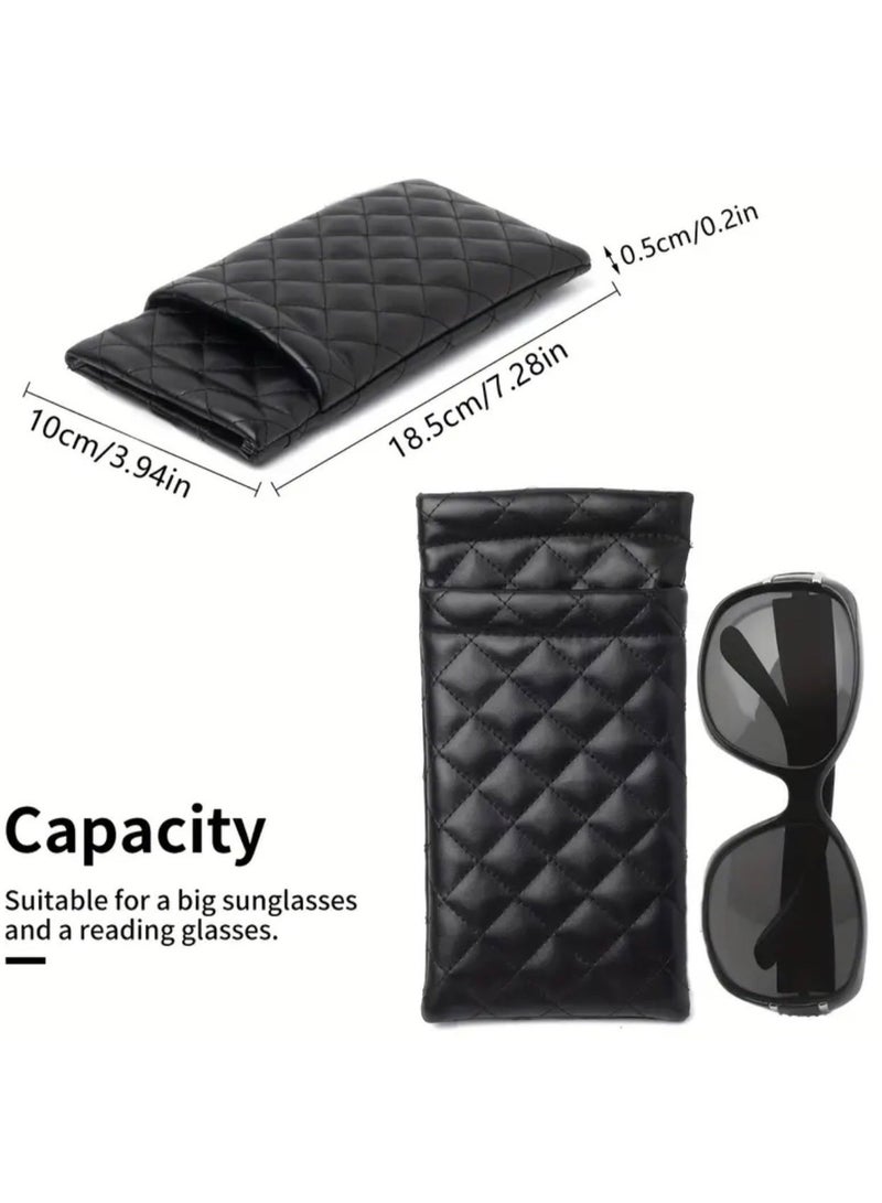 CleanWave - The Pure Effect Luxury Black PU Leather Glasses Case – Soft Protective Pouch for Sunglasses & Eyeglasses | Unisex Portable Squeeze Eyewear Holder - Image 5