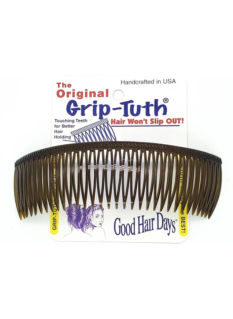 Good Hair Days GripTuth Comb Band  One Piece 6 Hair Side Comb  Hair Combs For All Types Of Hair  Decorative  Hair Styling Women Accessories Tortoise Shell 6 Inches 