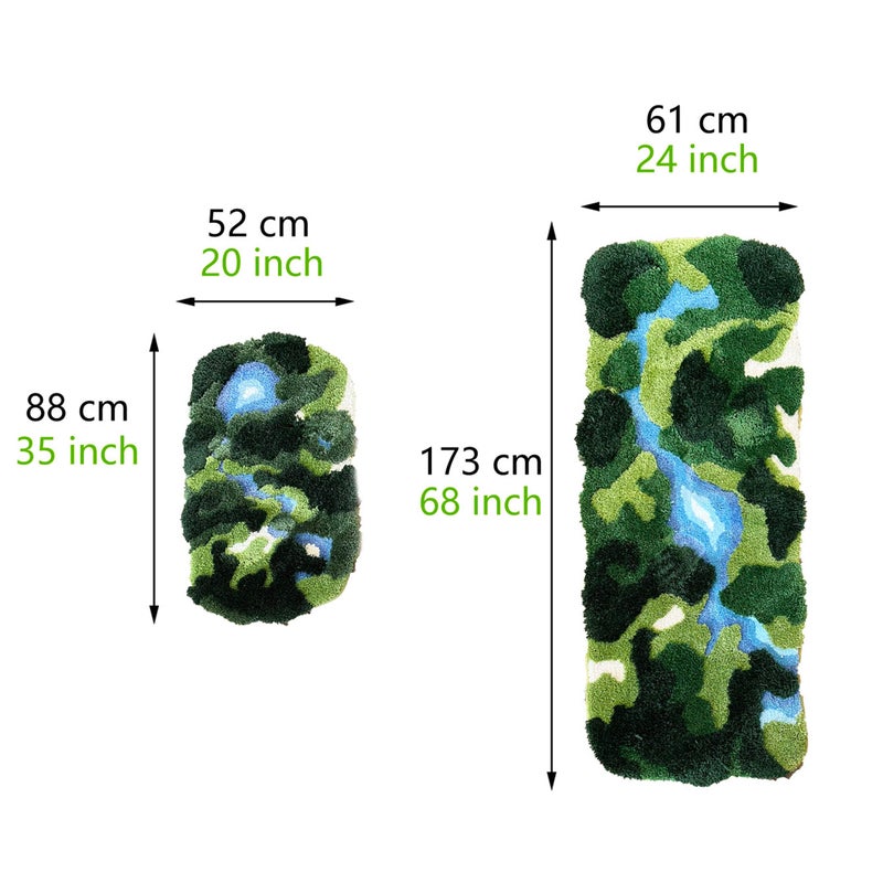 THRILRUG 24"Ã—68" Moss Hallway Runner Rug,Shag Carpet Leaf Bedroom Rugs Non Slip Bath Mat Laundry Rug Runner,Ultra Soft WashablePlant Leaves Shaped Kids Bedside Dorm Rug for Bedroom,Living Room Green - Image 4
