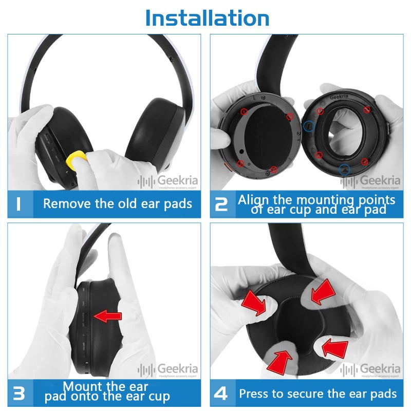 Geekria Geekria Comfort Linen Replacement Ear Pads for Sony PlayStation 5, PS5 Pulse 3D Wireless Headphones Ear Cushions, Repair Parts (Grey)  - Image 5