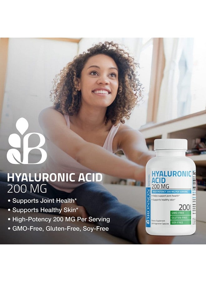 برونسون حمض الهيالورونيك 200 ملغ عالي الفعالية لدعم صحة المفاصل والبشرة، غير معدل وراثيًا، 200 كبسولة نباتية - Image 2