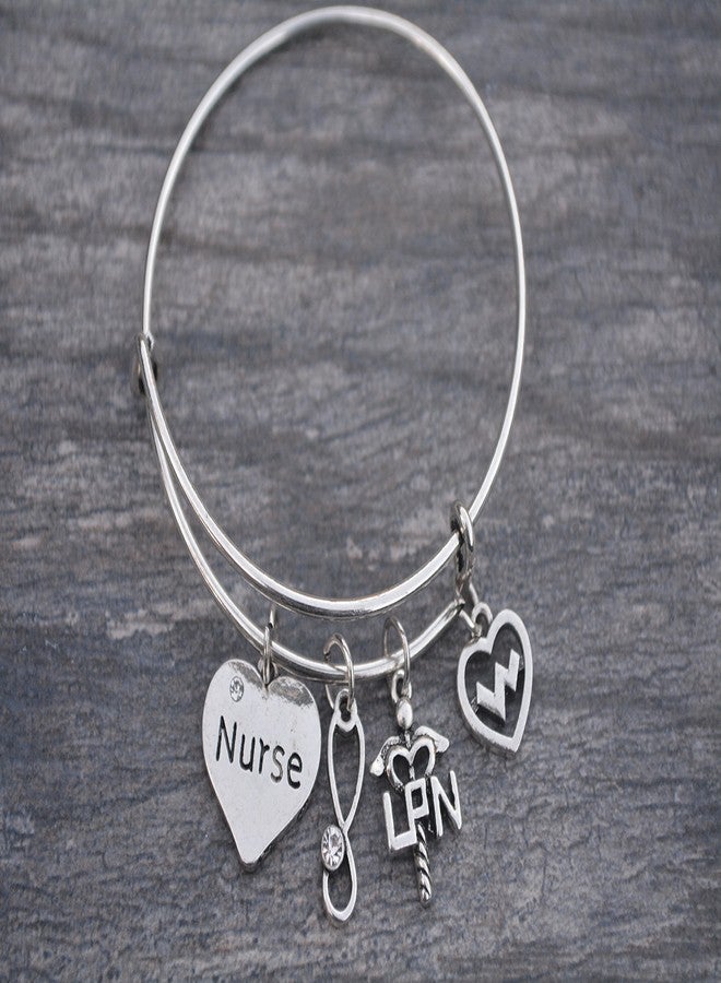 Infinity Collection LPN Nurse Charm Bracelet – Licensed Practical Nurse Jewelry with Heart and Caduceus Charms – Appreciation or Graduation Gift for LPNs and Nursing Students - Image 2
