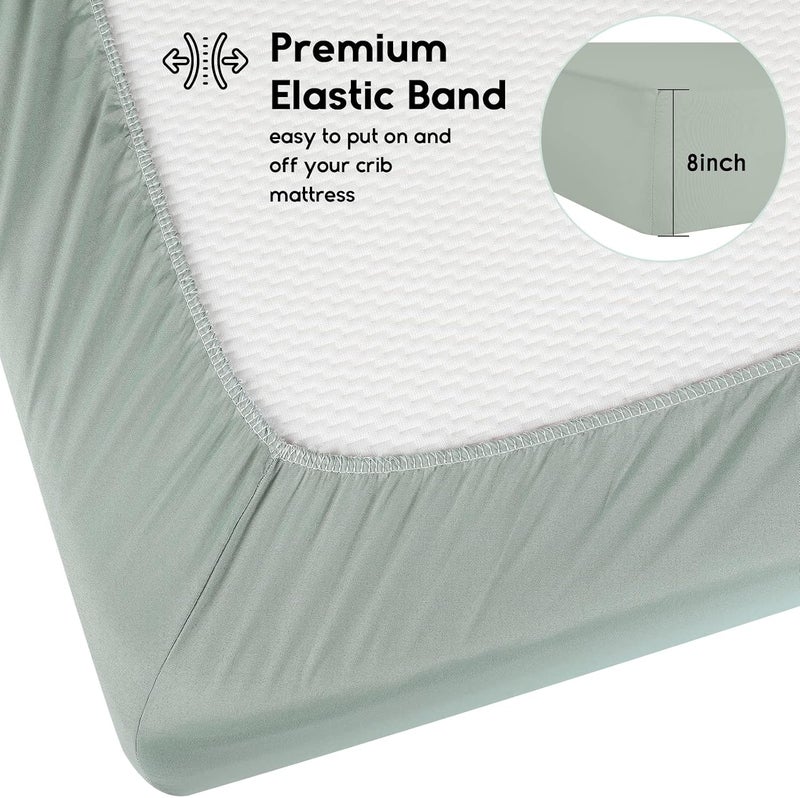 Yoofoss Baby Crib Sheets for Boys Girls, Fitted Crib Sheet 2 Pack for Standard Crib and Toddler Mattress, Super Soft Microfiber Baby Sheet 28x52x8in(Green+Leaf) - Image 3